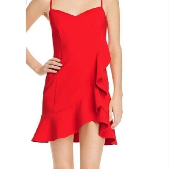Likely Laverna Ruffle Dress Womens 4 Red Mini Cocktail NEW - Picture 1 of 9